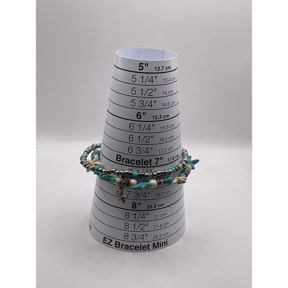 Starfish Charm Turquoise & White Beaded Bracelet Adjustable Chain - Picture 3 of 3
